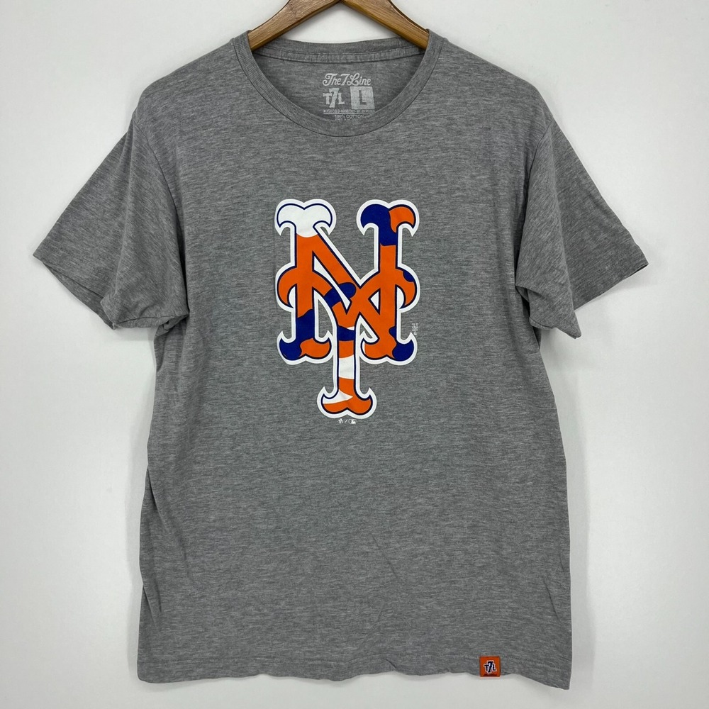 The 7 Line New York Mets Camo Logo Mens T-Shirt Heather Grey Size Large